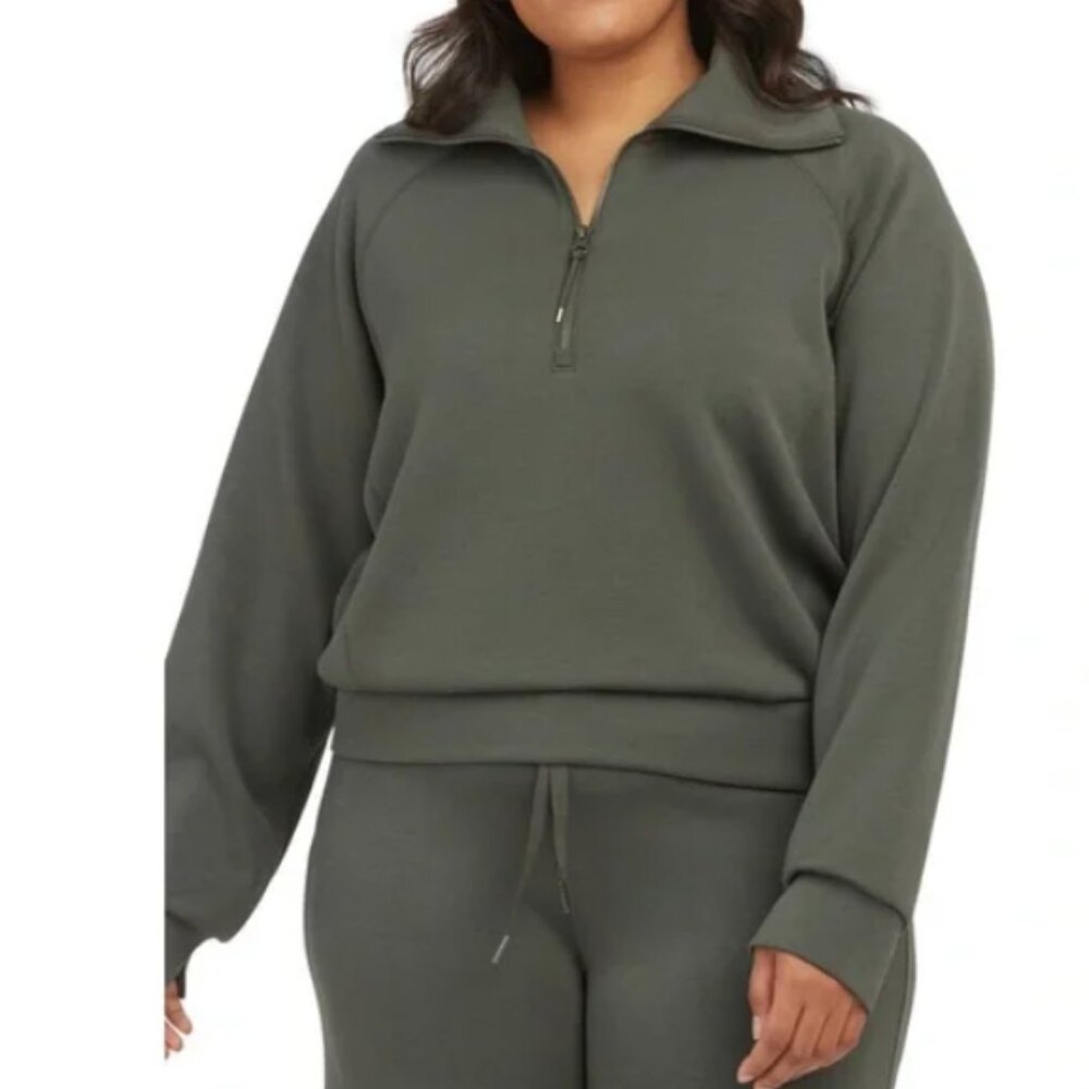 Spanx AirEssentials Half Zip in Dark Palm 1X NWT